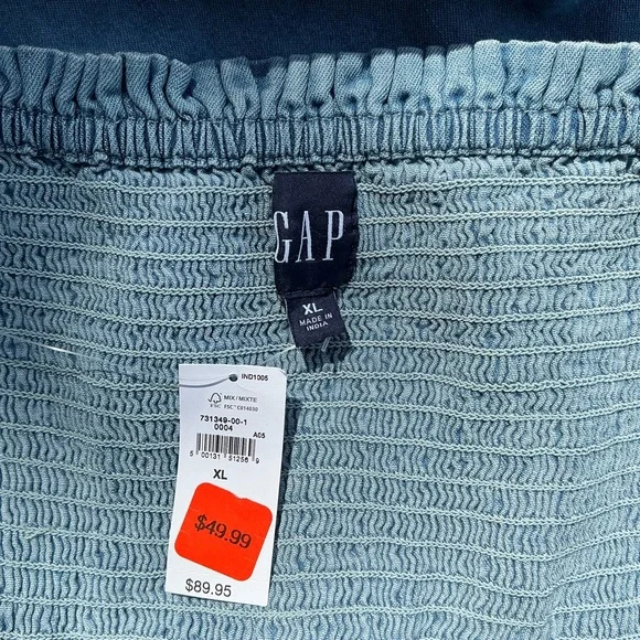 Gap Denim Maxi Flowing Sweetheart Neck Ruffled Wide Straps Light Washed Dress - Picture 3 of 7